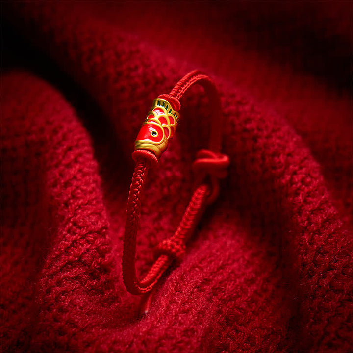 Buddha Stones Hand-Woven Red String Koi Fish Strength Adjustable Braided Cord Bracelet - image 10