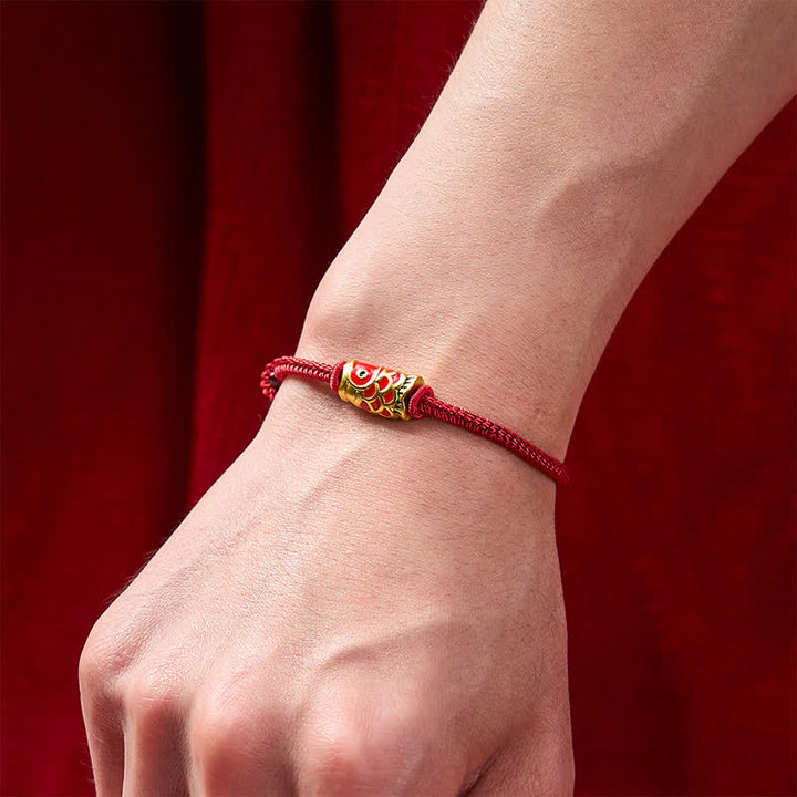Buddha Stones Hand-Woven Red String Koi Fish Strength Adjustable Braided Cord Bracelet - image 4