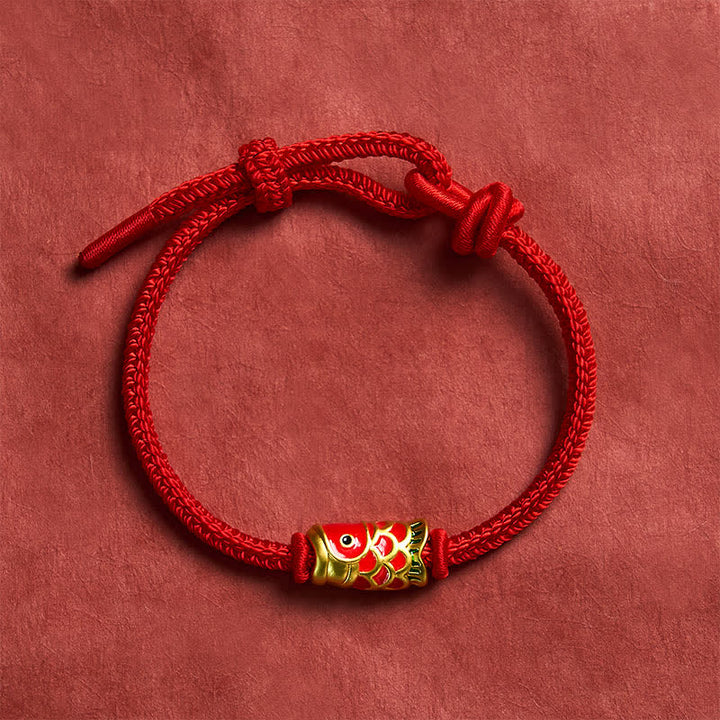 Buddha Stones Hand-Woven Red String Koi Fish Strength Adjustable Braided Cord Bracelet - image 11