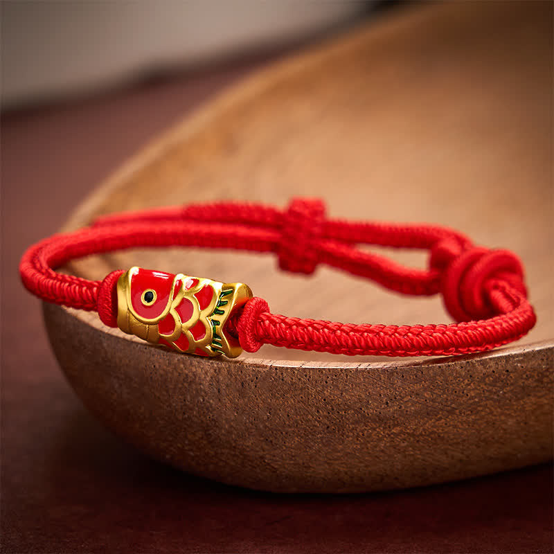 Buddha Stones Hand-Woven Red String Koi Fish Strength Adjustable Braided Cord Bracelet - image 9