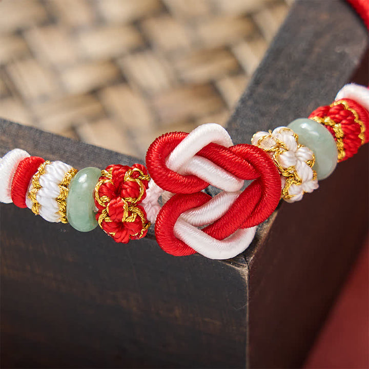 Buddha Stones Hand-Woven Love Heart Knot Jade Luck Braided Cord Bracelet - image 14