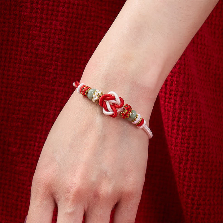 Buddha Stones Hand-Woven Love Heart Knot Jade Luck Braided Cord Bracelet - image 13