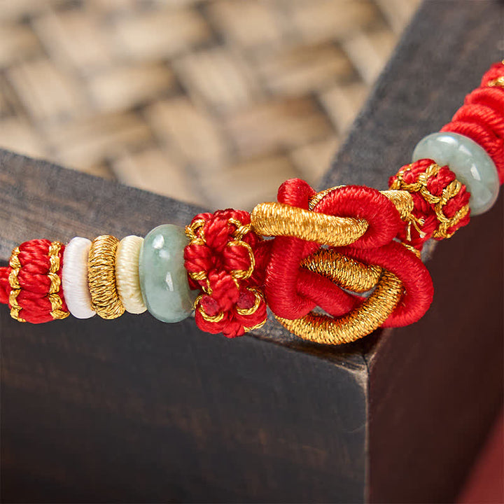 Buddha Stones Hand-Woven Love Heart Knot Jade Luck Braided Cord Bracelet - image 4