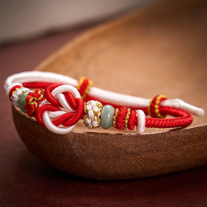 Buddha Stones Hand-Woven Love Heart Knot Jade Luck Braided Cord Bracelet - image 10