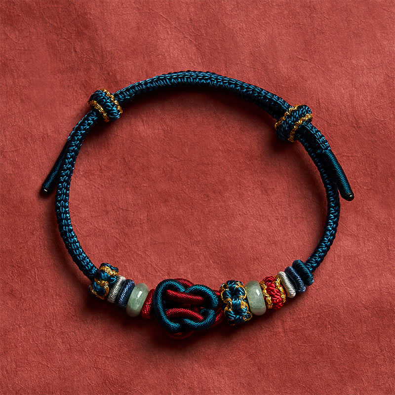 Buddha Stones Hand-Woven Love Heart Knot Jade Luck Braided Cord Bracelet - image 18
