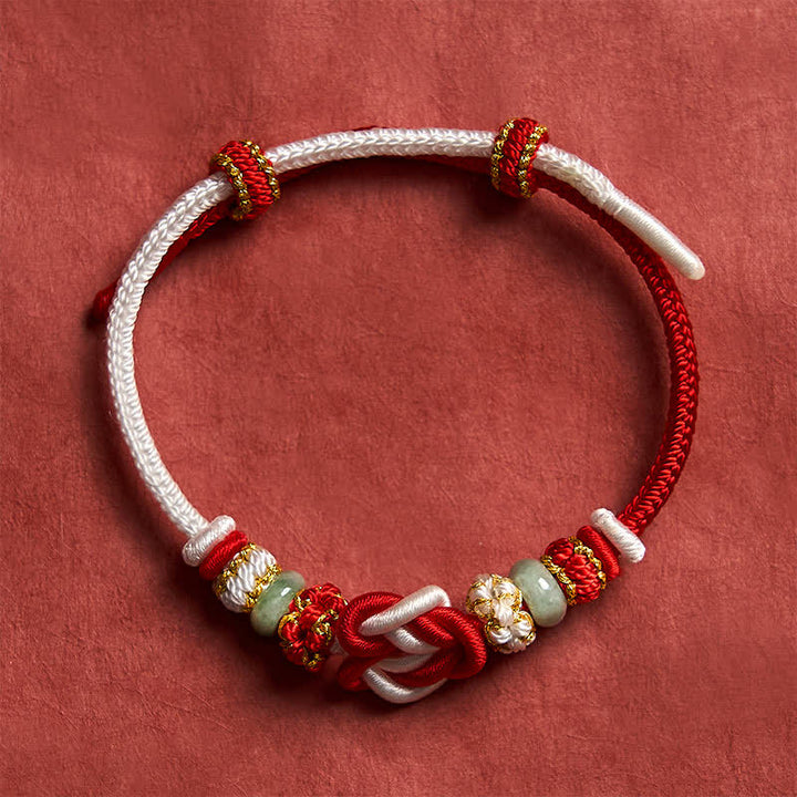 Buddha Stones Hand-Woven Love Heart Knot Jade Luck Braided Cord Bracelet - image 11