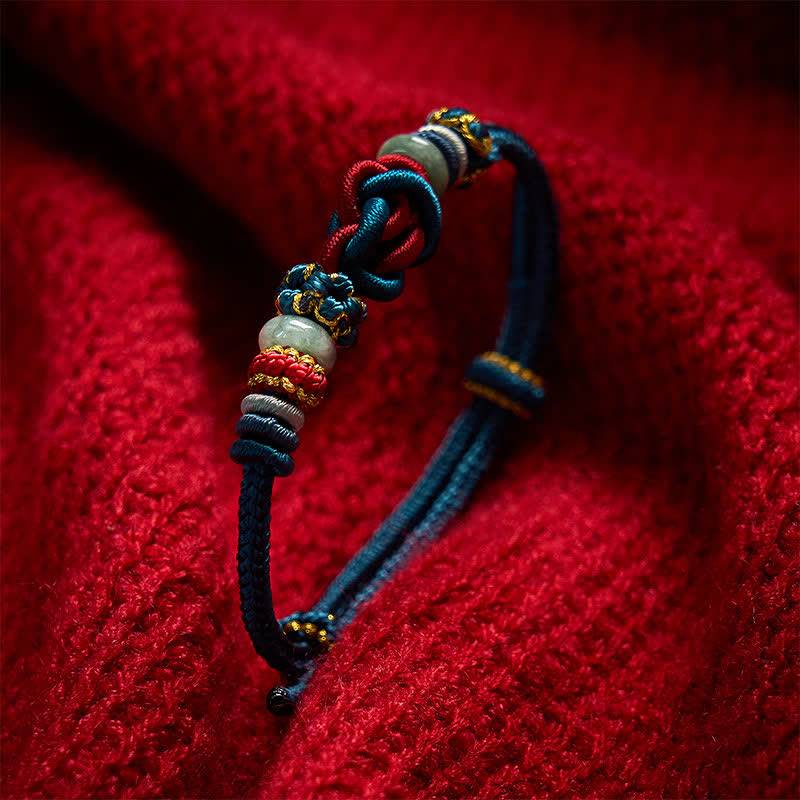 Buddha Stones Hand-Woven Love Heart Knot Jade Luck Braided Cord Bracelet - image 16