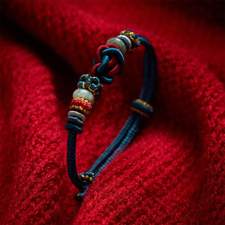 Buddha Stones Hand-Woven Love Heart Knot Jade Luck Braided Cord Bracelet - image 16