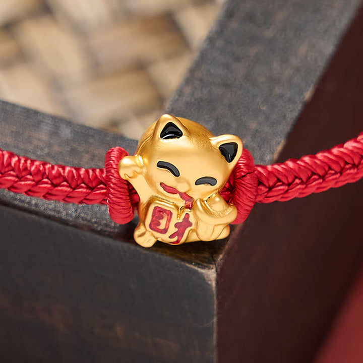 Buddha Stones Handmade Braided Red String Golden Lucky Cat Fortune Adjustable Bracelet - image 11