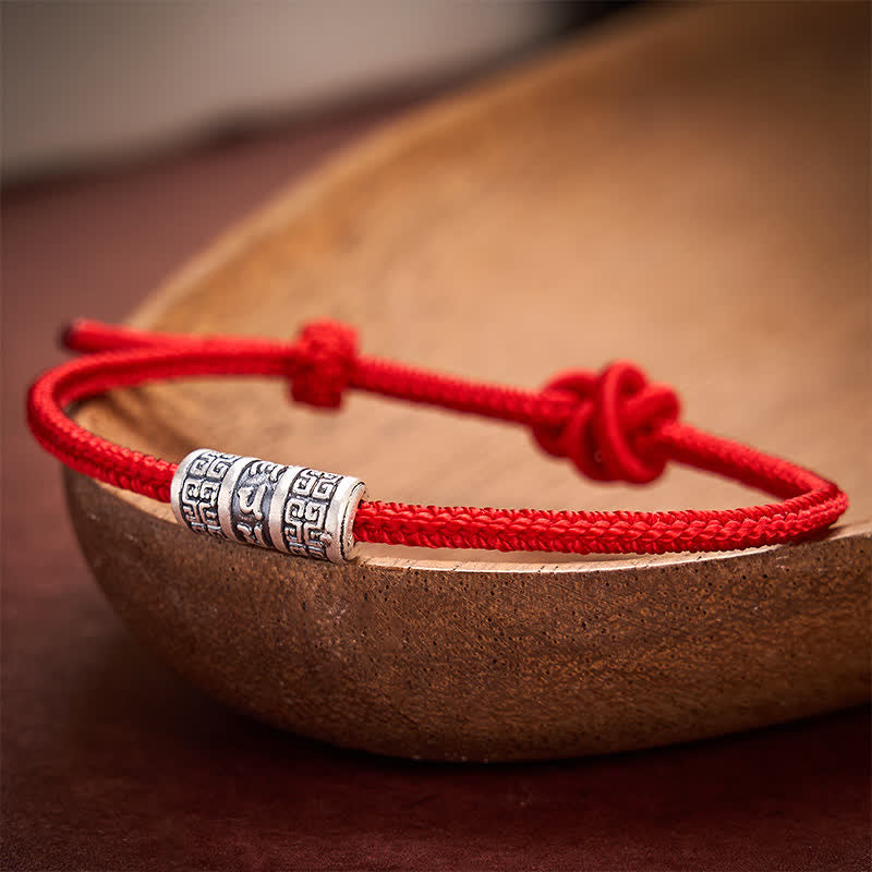Buddha Stones Handmade Braided Red String Om Mani Padme Hum Protection Bracelet - image 2