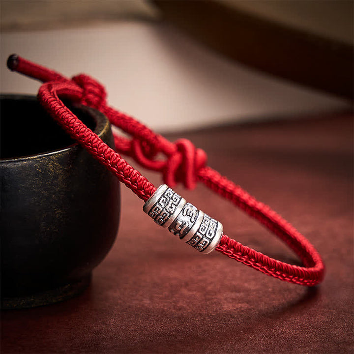 Buddha Stones Handmade Braided Red String Om Mani Padme Hum Protection Bracelet - image 8