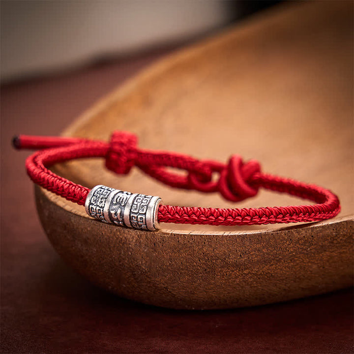 Buddha Stones Handmade Braided Red String Om Mani Padme Hum Protection Bracelet - Dark Red - 5.91-7.48 in (15-19cm) - image 7