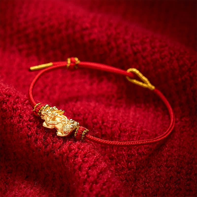 Buddha Stones Hand Woven Red String PiXiu Luck Bracelet - Red(Wrist Circumference 15-19cm) - image 0