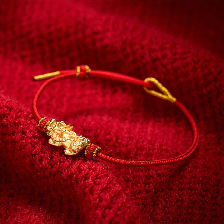 Buddha Stones Hand Woven Red String PiXiu Luck Bracelet - Red(Wrist Circumference 15-19cm) - image 0