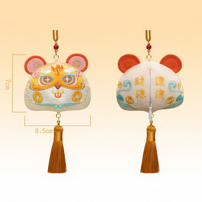 Buddha Stones Chinese Zodiac Embroidered Dragon Tiger Tassel Luck Cute Animal Decor - Rat - image 13