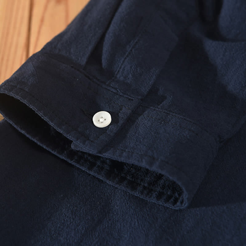 Buddha Stones Summer Casual Minimalist Button-Up Solid Cotton Linen Men's Short Sleeve Shirts With Pocket - image 17