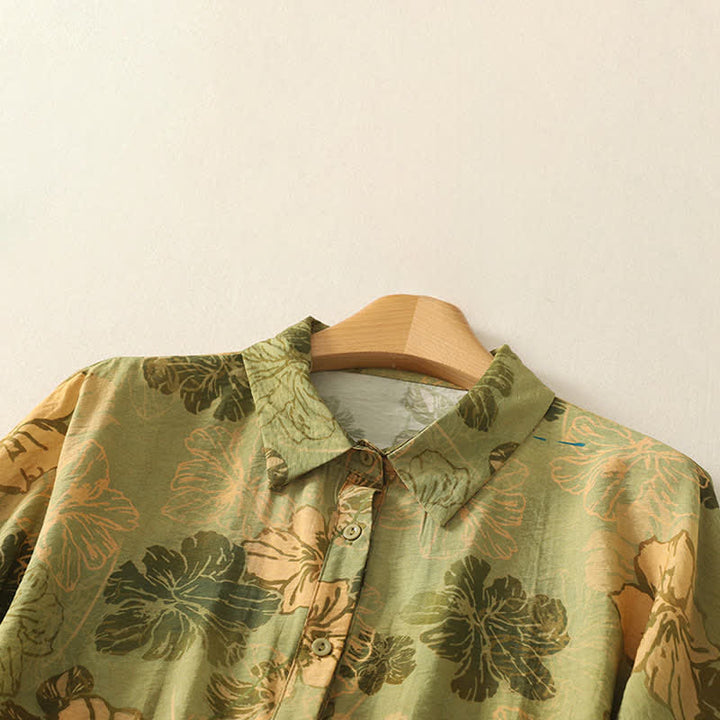 Buddha Stones Summer Boho Button-Up Floral Women's Short Sleeve Shirts - image 1
