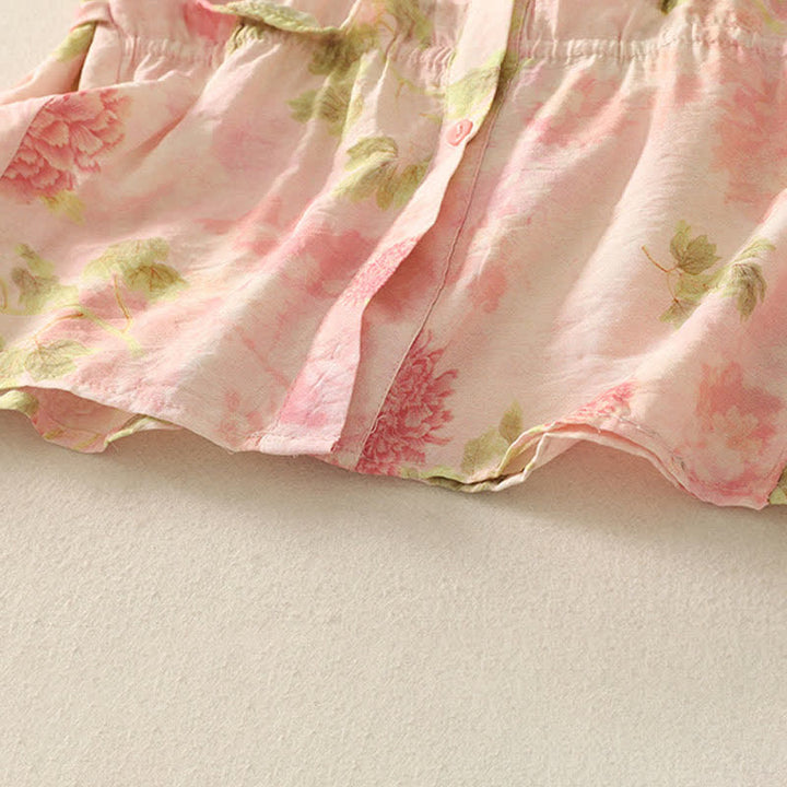 Buddha Stones Summer Boho Button-Up Floral Women's Short Sleeve Shirts - image 17