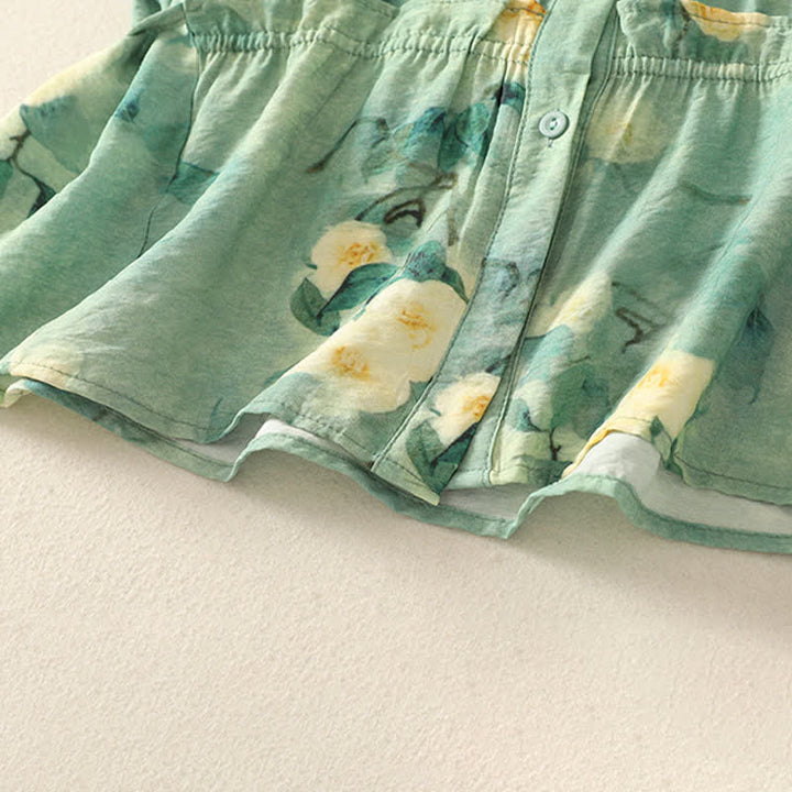 Buddha Stones Summer Boho Button-Up Floral Women's Short Sleeve Shirts - image 9