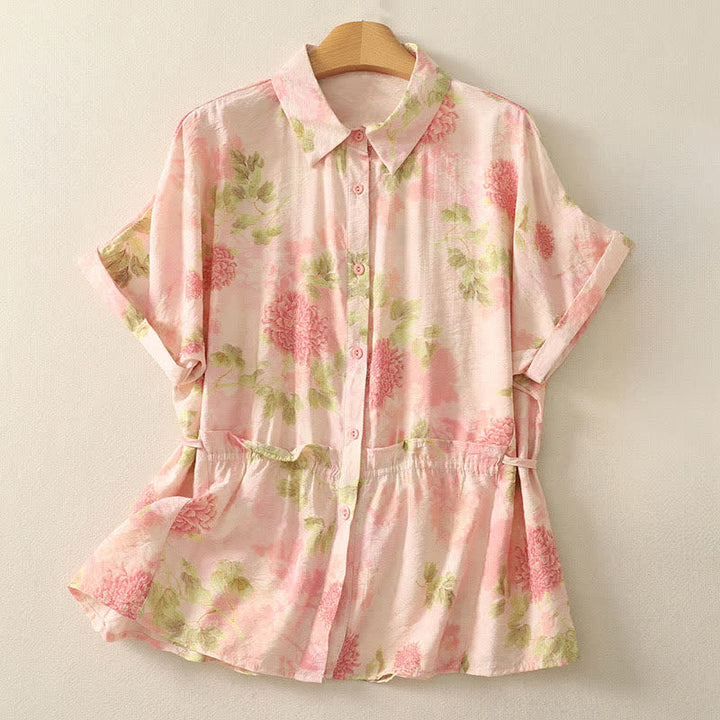 Buddha Stones Summer Boho Button-Up Floral Women's Short Sleeve Shirts - LightPink - US8-10, UK/AU12-14, EU40-42 (2XL) - image 10