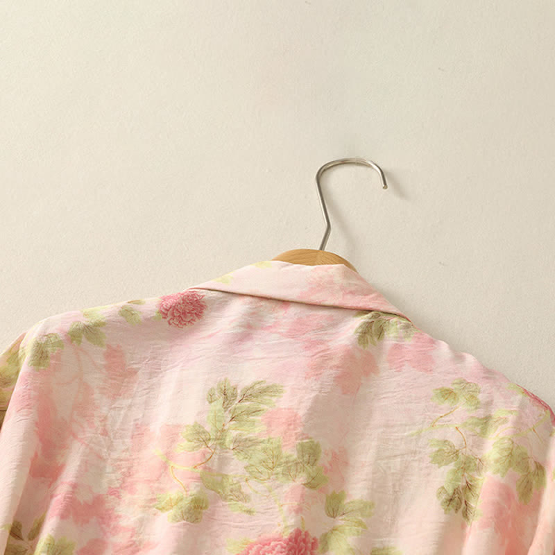 Buddha Stones Summer Boho Button-Up Floral Women's Short Sleeve Shirts - image 13