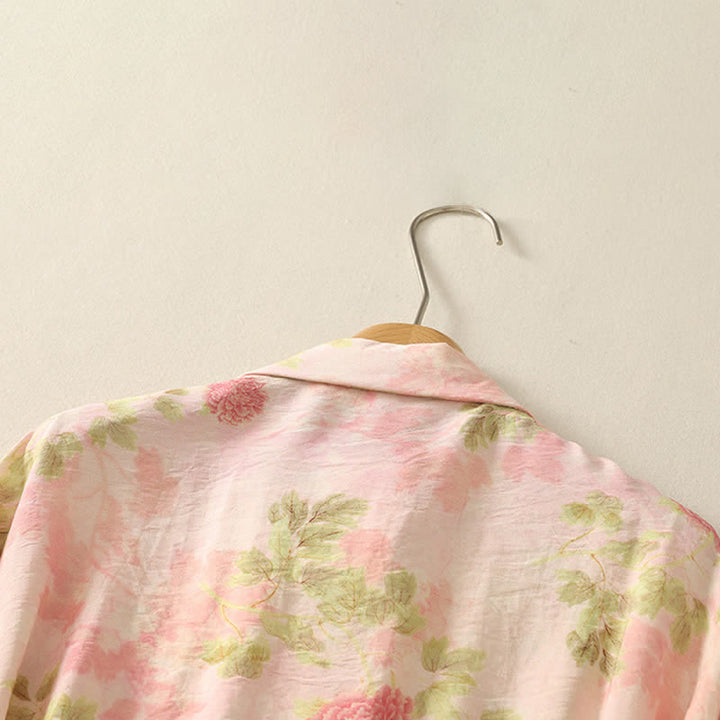Buddha Stones Summer Boho Button-Up Floral Women's Short Sleeve Shirts - image 13