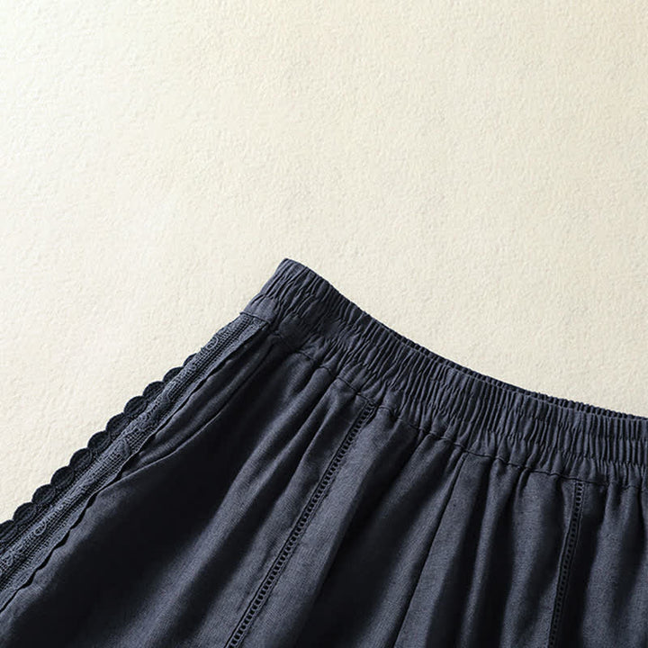 Buddha Stones Summer Casual Boho Solid Decorative Side Lace Women's Shorts With Pockets - image 12