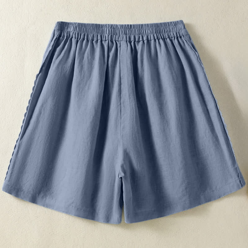 Buddha Stones Summer Casual Boho Solid Decorative Side Lace Women's Shorts With Pockets - image 1