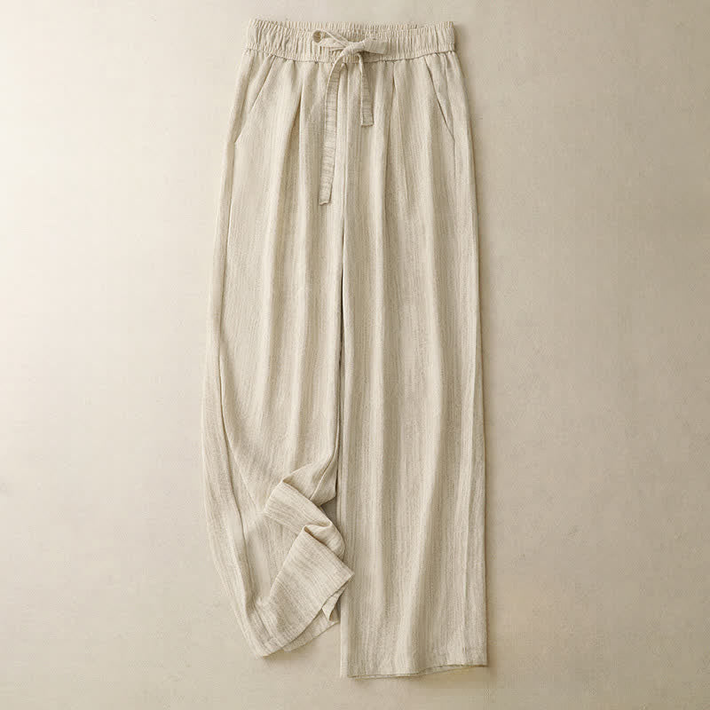 Buddha Stones Summer Casual Minimalist Drawstring Solid Ankle Pants Women's Straight Leg Pants With Pockets - AntiqueWhite - US8-10, UK/AU12-14, EU40-42 (2XL) - image 0