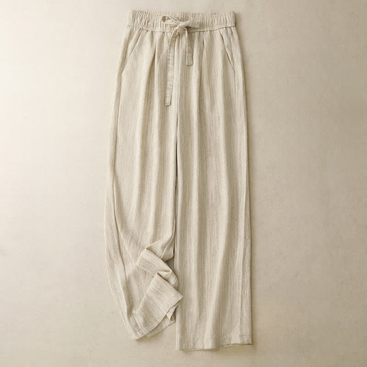 Buddha Stones Summer Casual Minimalist Drawstring Solid Ankle Pants Women's Straight Leg Pants With Pockets - AntiqueWhite - US8-10, UK/AU12-14, EU40-42 (2XL) - image 0