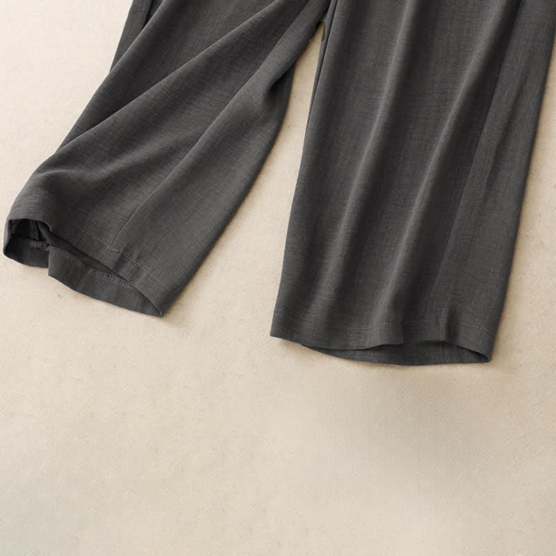 Buddha Stones Summer Casual Minimalist Drawstring Solid Ankle Pants Women's Straight Leg Pants With Pockets - image 17