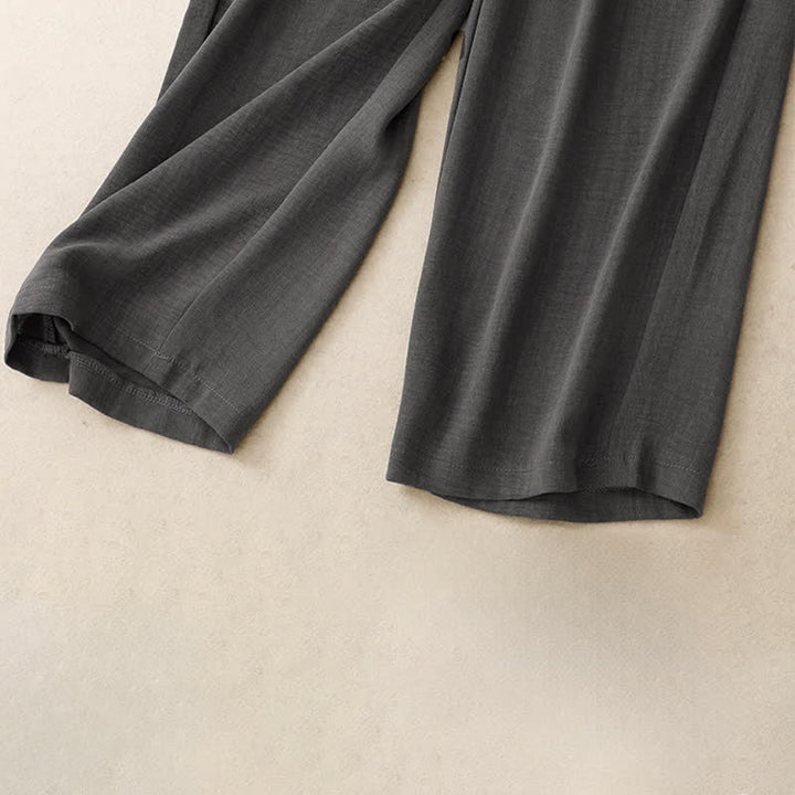 Buddha Stones Summer Casual Minimalist Drawstring Solid Ankle Pants Women's Straight Leg Pants With Pockets - image 17