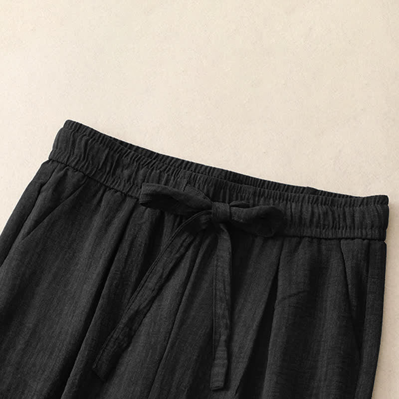 Buddha Stones Summer Casual Minimalist Drawstring Solid Ankle Pants Women's Straight Leg Pants With Pockets - image 9