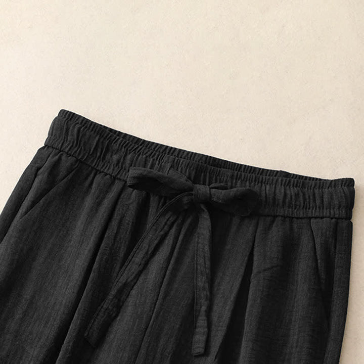 Buddha Stones Summer Casual Minimalist Drawstring Solid Ankle Pants Women's Straight Leg Pants With Pockets - image 9