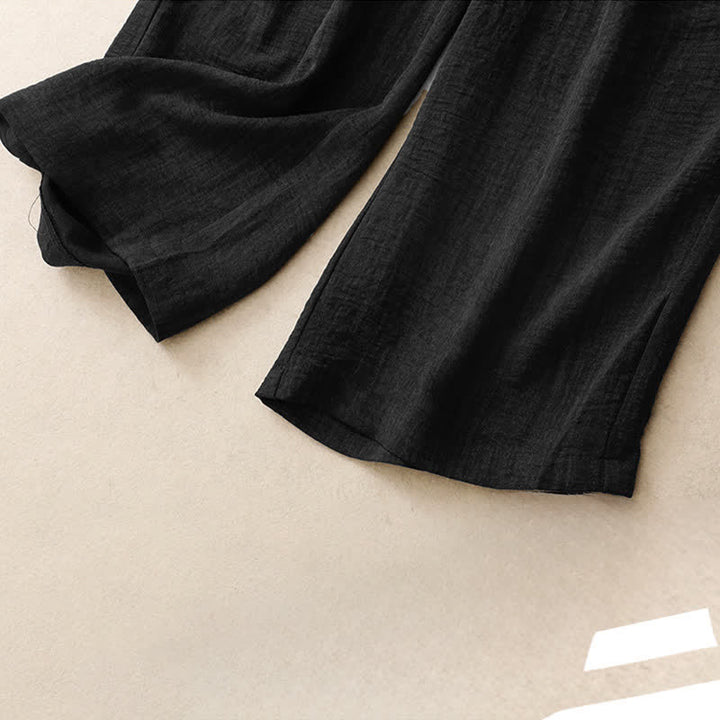 Buddha Stones Summer Casual Minimalist Drawstring Solid Ankle Pants Women's Straight Leg Pants With Pockets - image 11