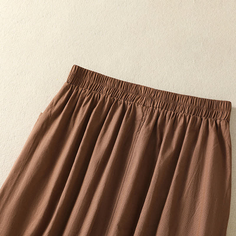 Buddha Stones Summer Casual Boho Button-Up Solid Women's Skirts With Pockets - image 21