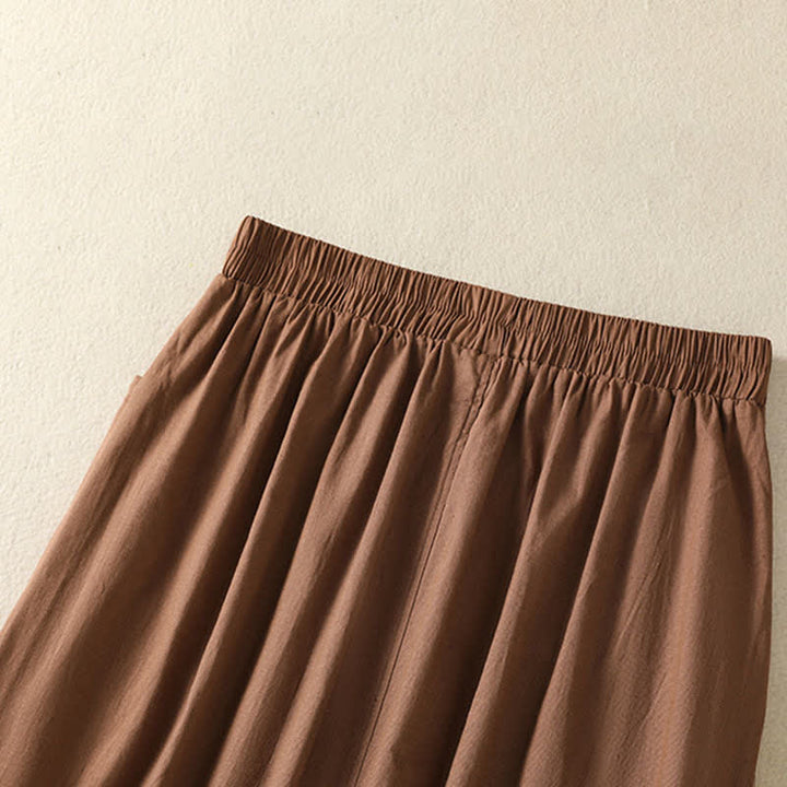 Buddha Stones Summer Casual Boho Button-Up Solid Women's Skirts With Pockets - image 21