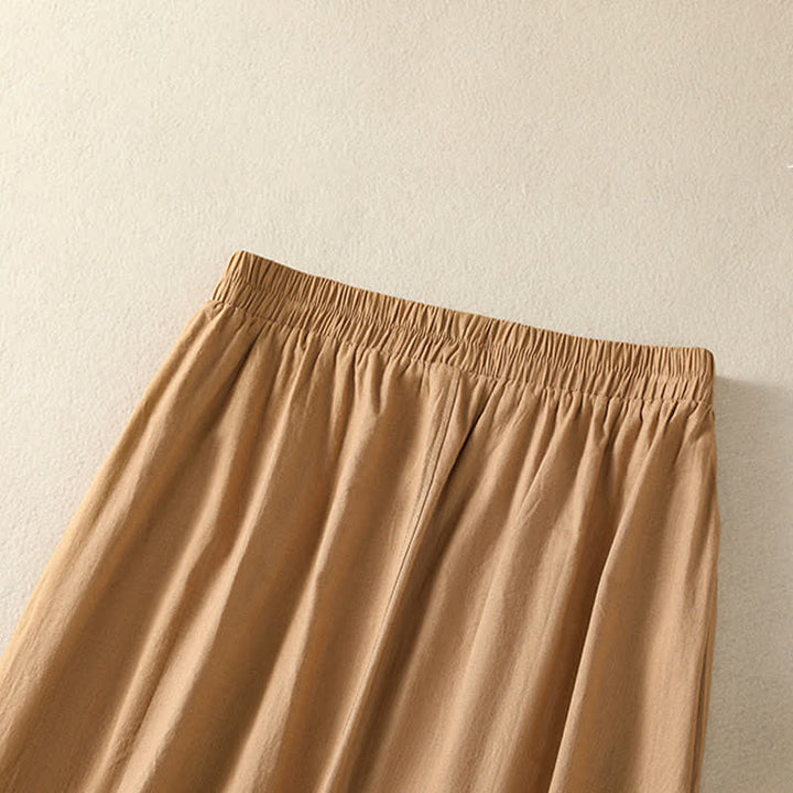 Buddha Stones Summer Casual Boho Button-Up Solid Women's Skirts With Pockets - image 3