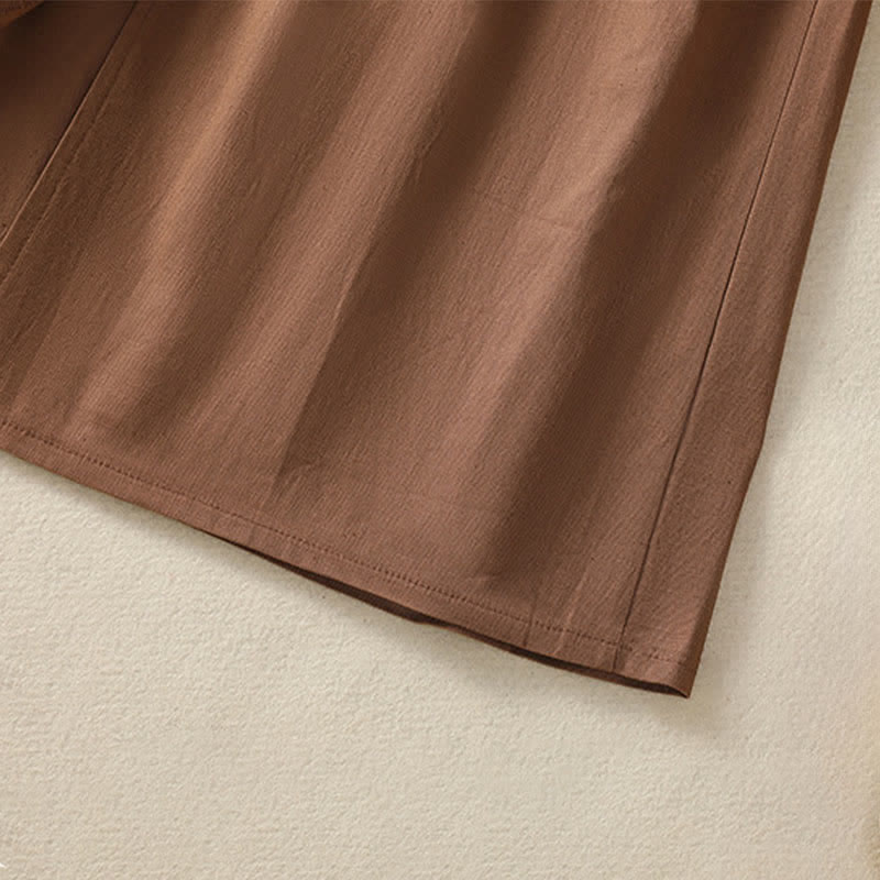 Buddha Stones Summer Casual Boho Button-Up Solid Women's Skirts With Pockets - image 24