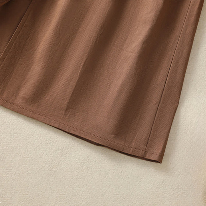 Buddha Stones Summer Casual Boho Button-Up Solid Women's Skirts With Pockets - image 24