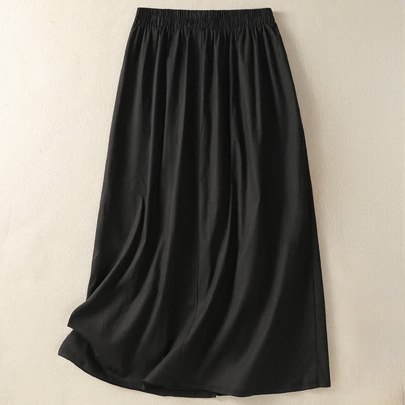 Buddha Stones Summer Casual Boho Button-Up Solid Women's Skirts With Pockets - image 12