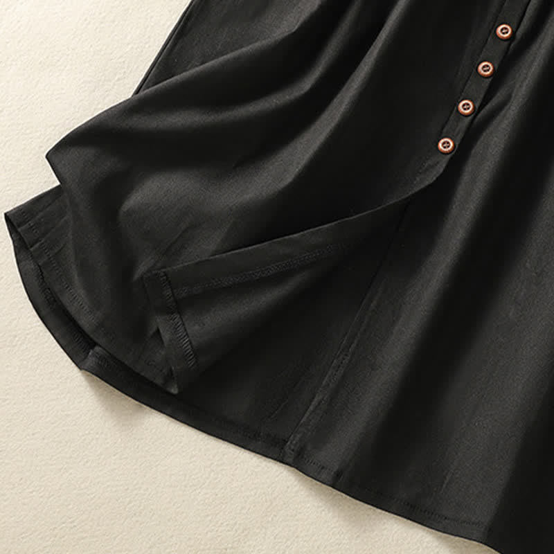 Buddha Stones Summer Casual Boho Button-Up Solid Women's Skirts With Pockets - image 17