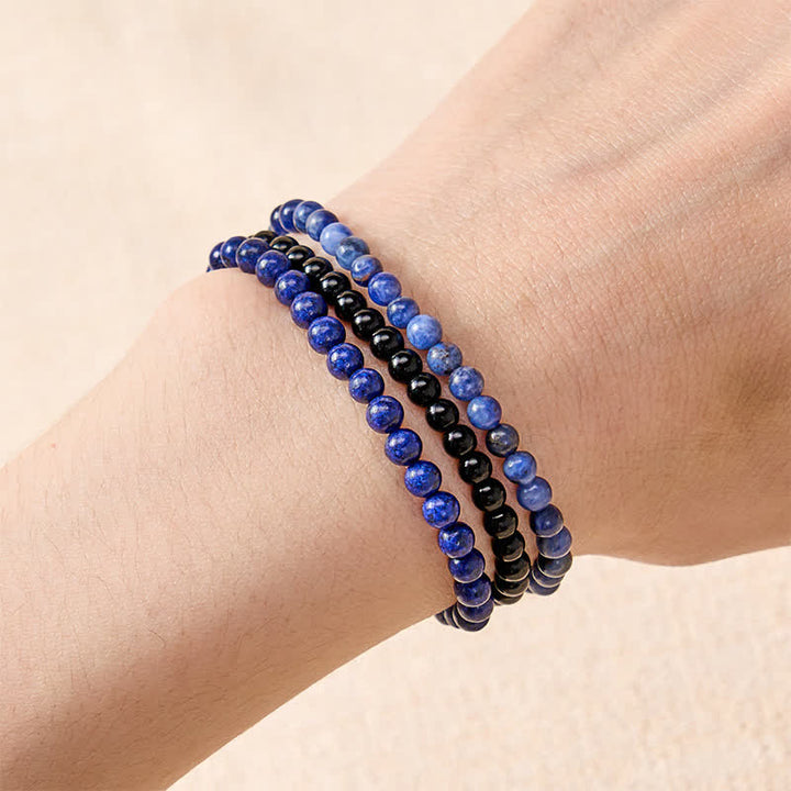Buddha Stones 3pcs "Put Your Mind to Rest" Lapis Lazuli Balance Bracelet Includes Gift Message Card - image 3