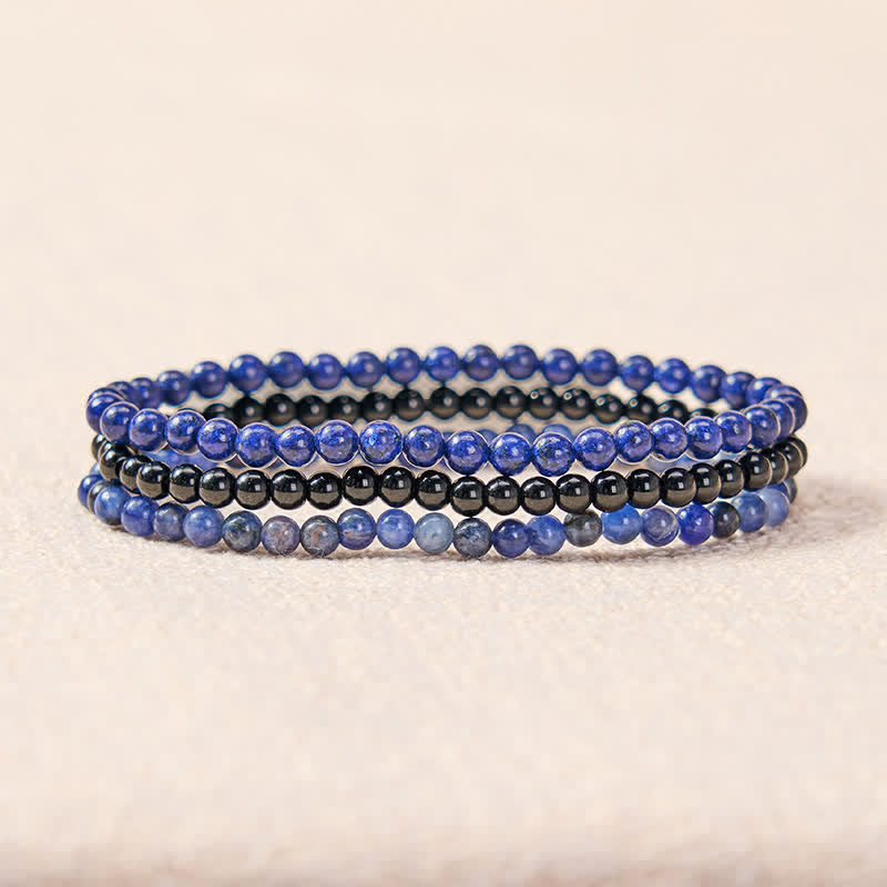Buddha Stones 3pcs "Put Your Mind to Rest" Lapis Lazuli Balance Bracelet Includes Gift Message Card - image 2