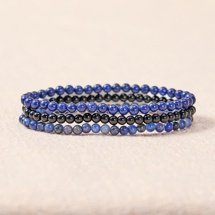 Buddha Stones 3pcs "Put Your Mind to Rest" Lapis Lazuli Balance Bracelet Includes Gift Message Card - image 2
