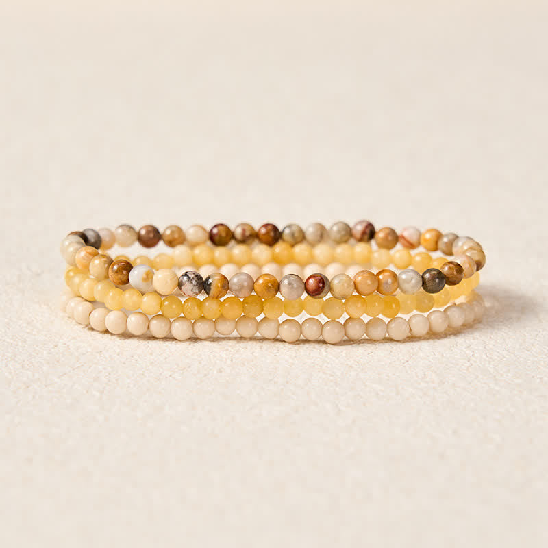 Buddha Stones 3pcs "Return to Stillness" White Fossil Elegant Bracelet Includes Gift Message Card - image 1