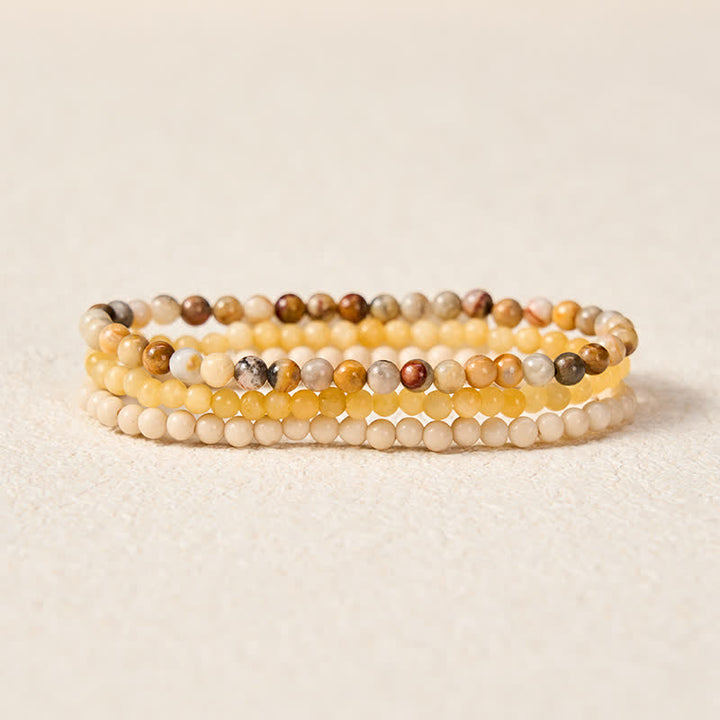 Buddha Stones 3pcs "Return to Stillness" White Fossil Elegant Bracelet Includes Gift Message Card - image 1
