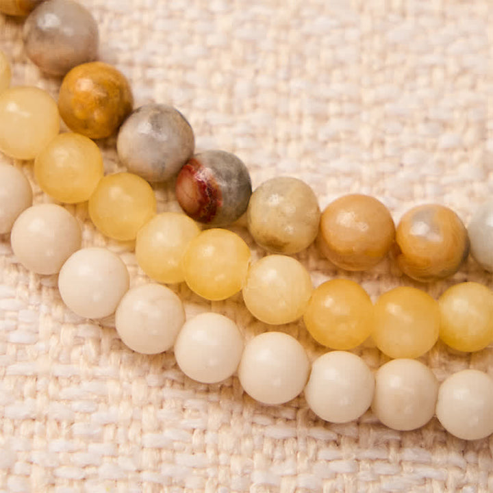Buddha Stones 3pcs "Return to Stillness" White Fossil Elegant Bracelet Includes Gift Message Card - image 4