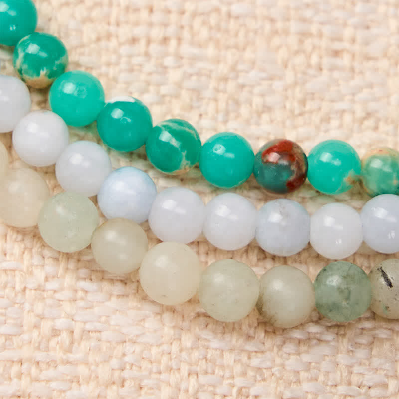 Buddha Stones 3pcs "Ease Emotional Waves" Amazonite Relax Bracelet Includes Gift Message Card - image 4