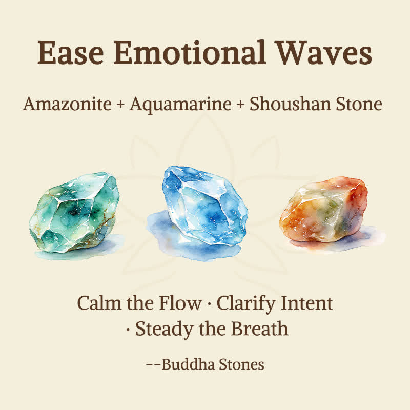 Buddha Stones 3pcs "Ease Emotional Waves" Amazonite Relax Bracelet Includes Gift Message Card - image 5